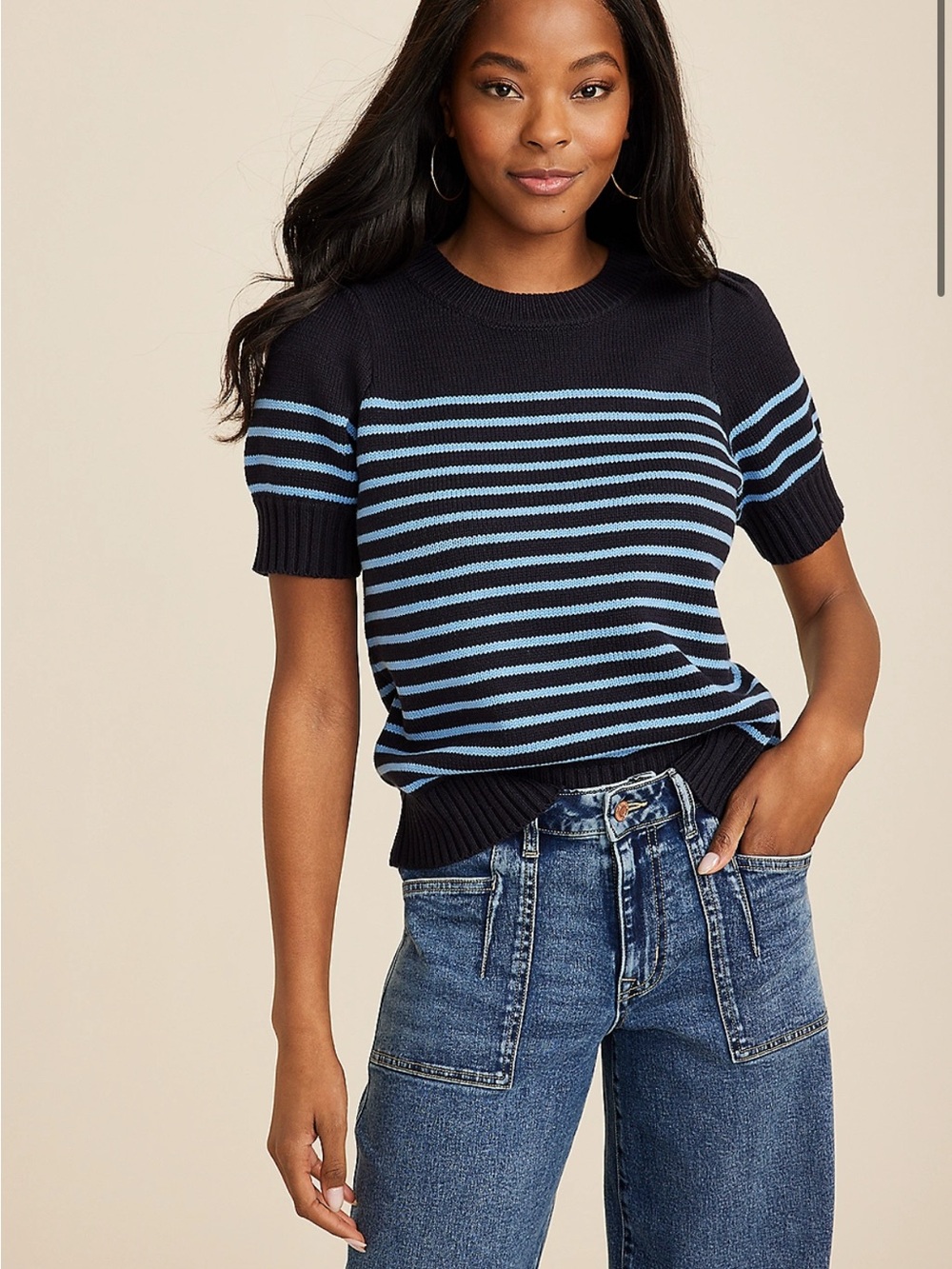 Maurices Navy Ribbed Knit Classy Top